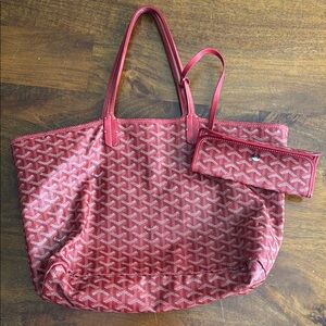 Goyard Red Tote Bag with Pouch Authentic